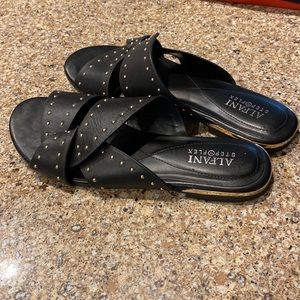 Alfani Black Danica slip on sandals with metallic beading